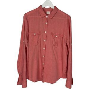 J. Crew Perfect Button Up Roll Tab Sleeve Shirt size XL